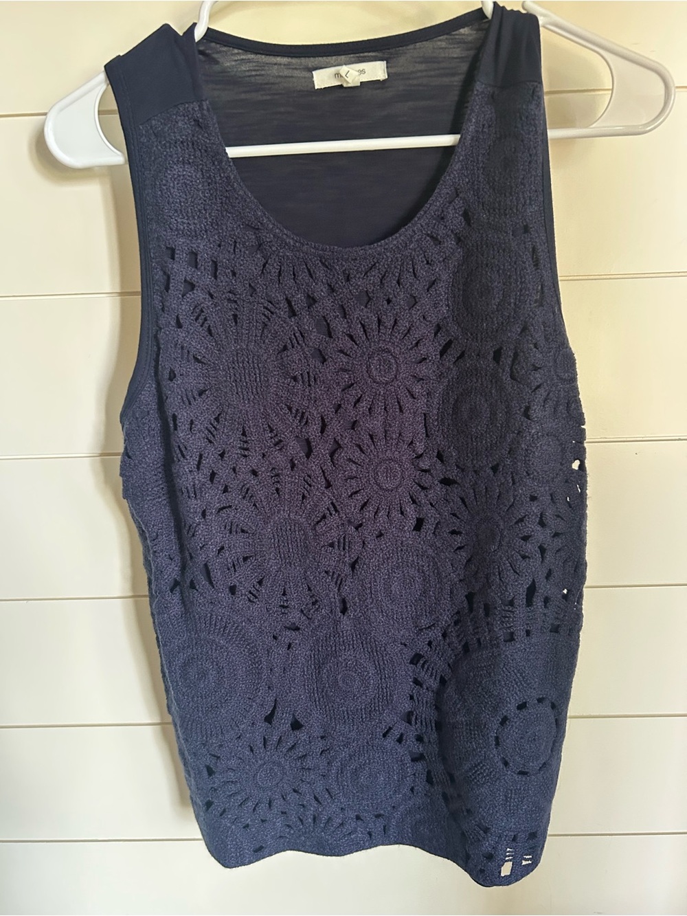 Maurices Navy Crochet Overlay Tank Top